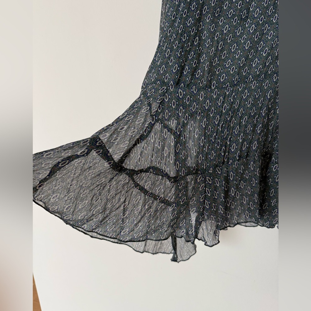 Vintage Y2K Sheer Asymmetrical Flowy Boho Printtd Top - Picture 7 of 14